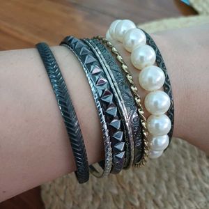 Stack of 10 Boho chic Fashion Bracelets/ Bangles