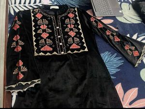 Black Velvet embroidery co ord set