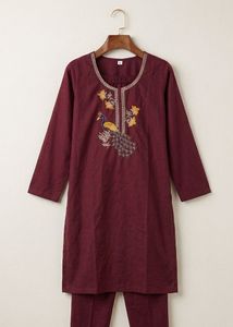 Embroidered Peacock Kurta Set