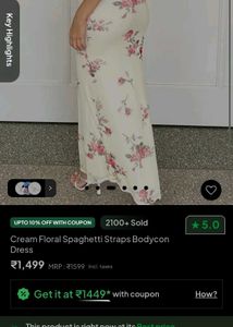 NEWME Cream Floral Spaghetti Straps Dress