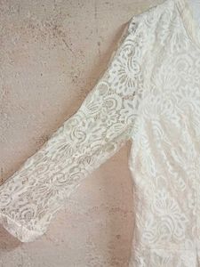 Elegant White Lace Top Layered