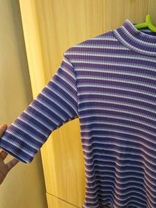 Striped Mock Neck Tee