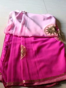 Beautiful Pink Saree with Embellishments
