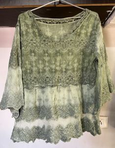Green Embroidered Top