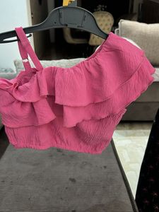 Ruffled Pink Crop Top