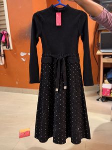 Elegant Black Polka Dot Maxi Dress