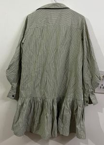 Striped Shirt Dress with Ruffle Hem