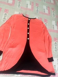 Stylish Coral and Black Kurta