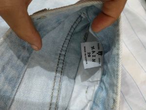 Distressed Light Wash Denim Shorts