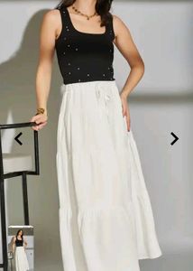 SHEIN Tiered White Maxi Skirt New