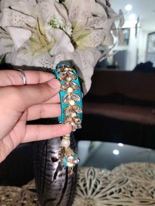 Exquisite Teal Embellished Bangle Bracelet
