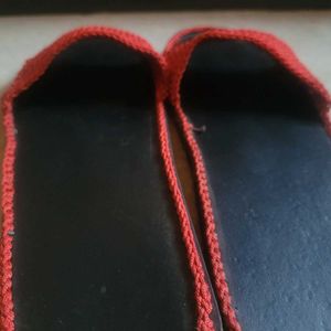Red Crochet Slides