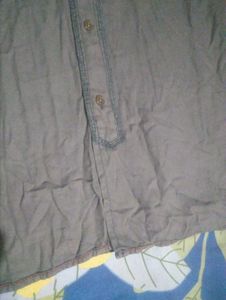 women's Grey Long Sleeve Button-Up Shirt