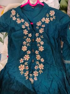 Teal Embroidered Anarkali Gown