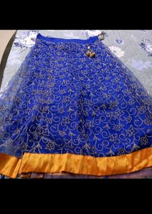 Royal Blue Embroidered Lehenga Set with Blouse