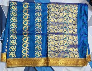 Royal Blue Saree with Gold Border