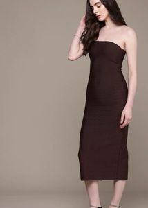 Chic Strapless Bodycon Midi Dress L size with labe