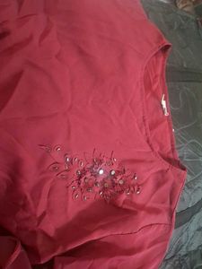 Elegant Red Embellished Top