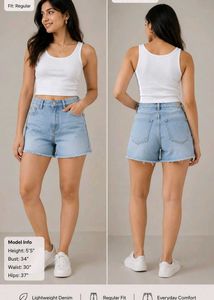 Trendy Light Wash Denim Shorts | High-Waist | Ever