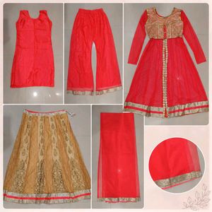 Stunning Red &amp; Gold Embellished Lehenga Set