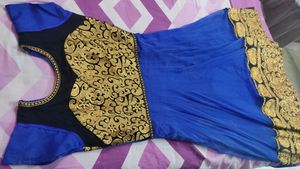 Blue Golden Anarkali Beautiful Gown