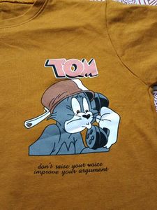 "Trendy Mustard Tom &amp; Jerry Crop Top