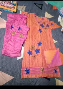 Beautiful Orange &amp; Pink Kurta Set