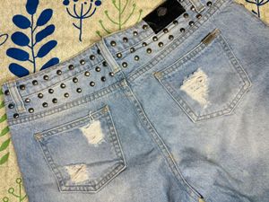 Studded Denim Shorts
