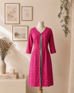 Pink bandhani Sheer kurti shrug💗