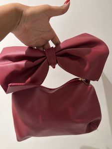 Chic Burgundy Bow Detail Clutch