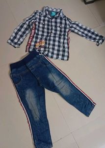 Boys Plaid Shirt & Jeans Set