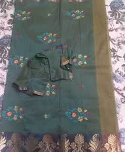 Beautiful Green Embroidered Saree