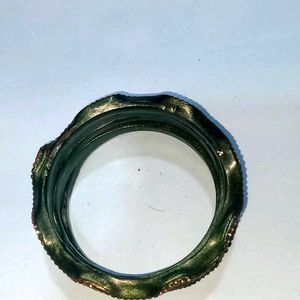 Elegant Green Bangles with Rhinestone Embellishmen