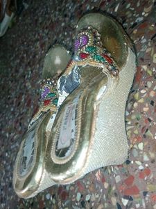 Embellished Gold Flat Sandals