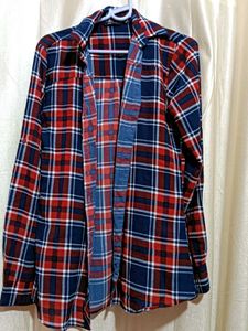 Red & Blue Plaid Flannel Shirt
