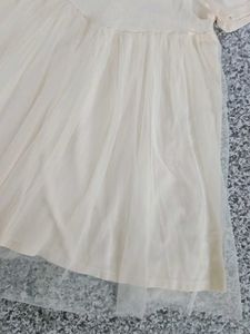 Cream Tulle Dress with Flower Accent