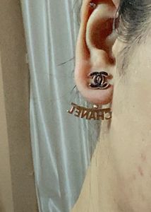CHANEL ROSEGOLD TWO IN ONE EAARINGS ANTITARNISH