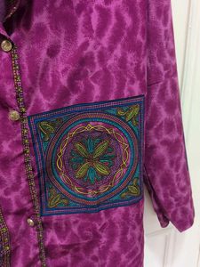 Vintage Print Button-Up Tunic Top