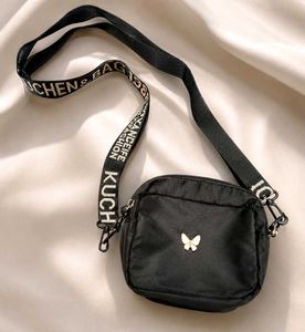 Savana Chic Black Crossbody Bag with Butterfly Acc