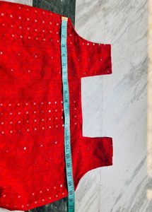 Vibrant Red Sequined Kurta Set