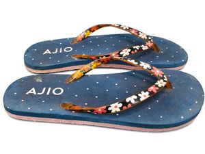 Women's Blue Floral Flip Flops | UK 4 | Lightweigh