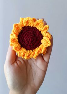 Handmade Crochet Sunflower Hair Tie