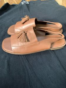 Nappa Dori Handcrafted Tan Leather Tassel Sandals
