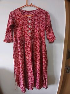 Red &amp; White Print Dress