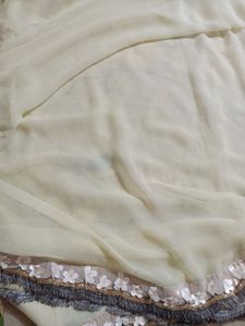 Plan Cream Beautiful Saree