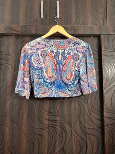 Paisley Print Wrap Crop Top