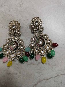 Designer Earrings with Multicolored Beads