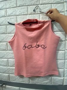 Cute Pink 'Babe' Graphic Sleeveless Top