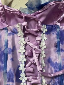 Tie-Dye Corset Top with Ruffle Detail
