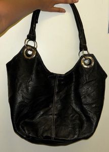 Chic Black Faux Leather Bag Thrifted